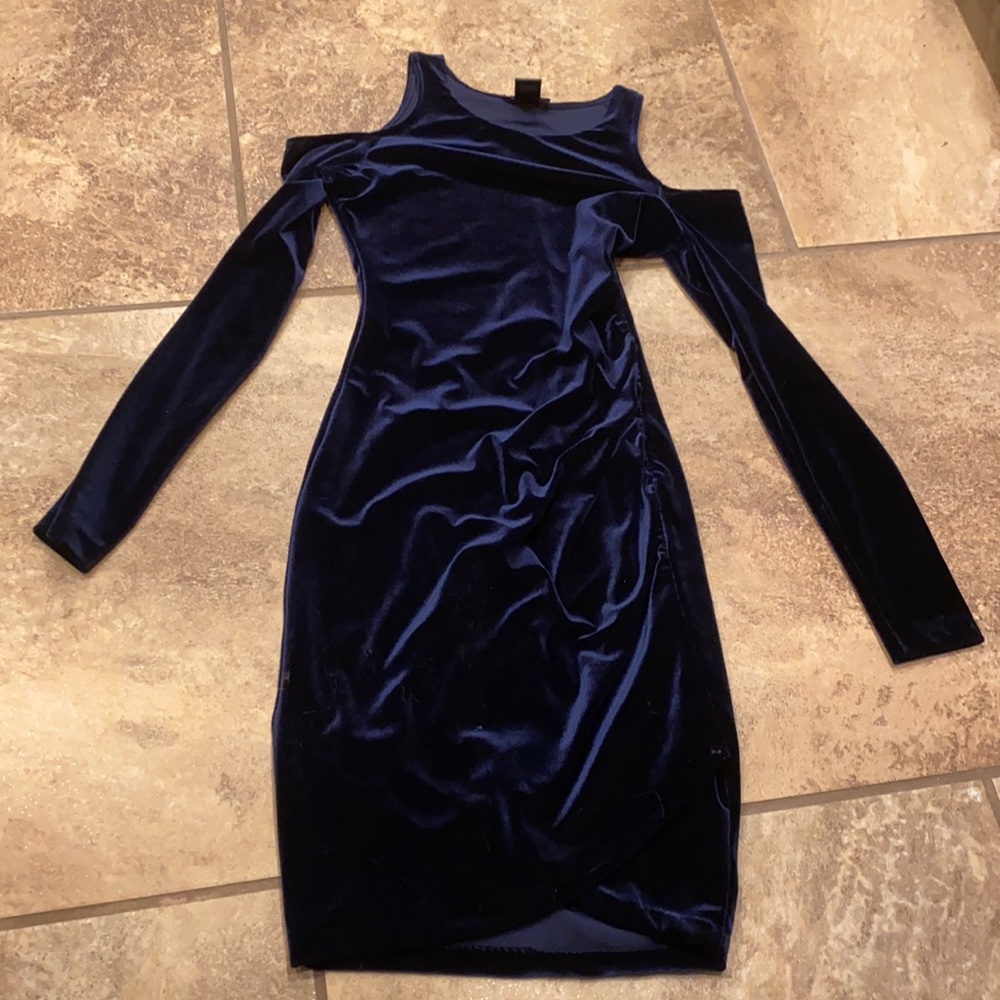 Aqua blue velvet XS dress